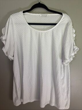 Rose & Olive White Swiss Dot Ruffle Sleeve Blouse